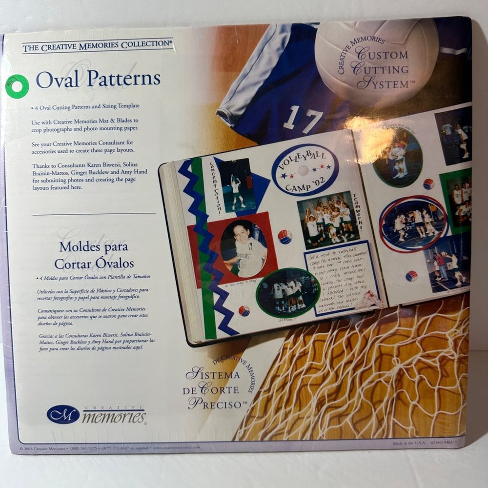 Creative Memories Scrapbook Custom Cutting System 4 Oval Patterns & Template NOS